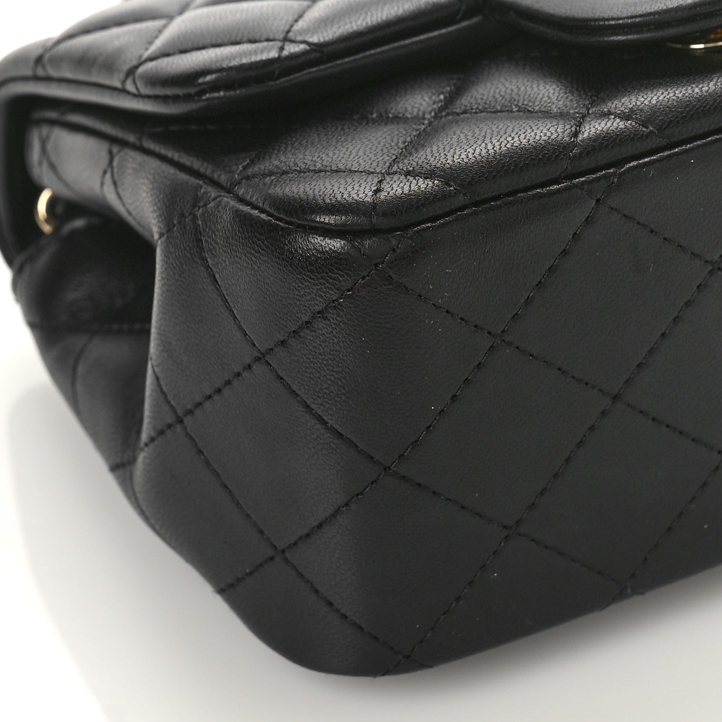 Lambskin Quilted Mini Square Flap Black