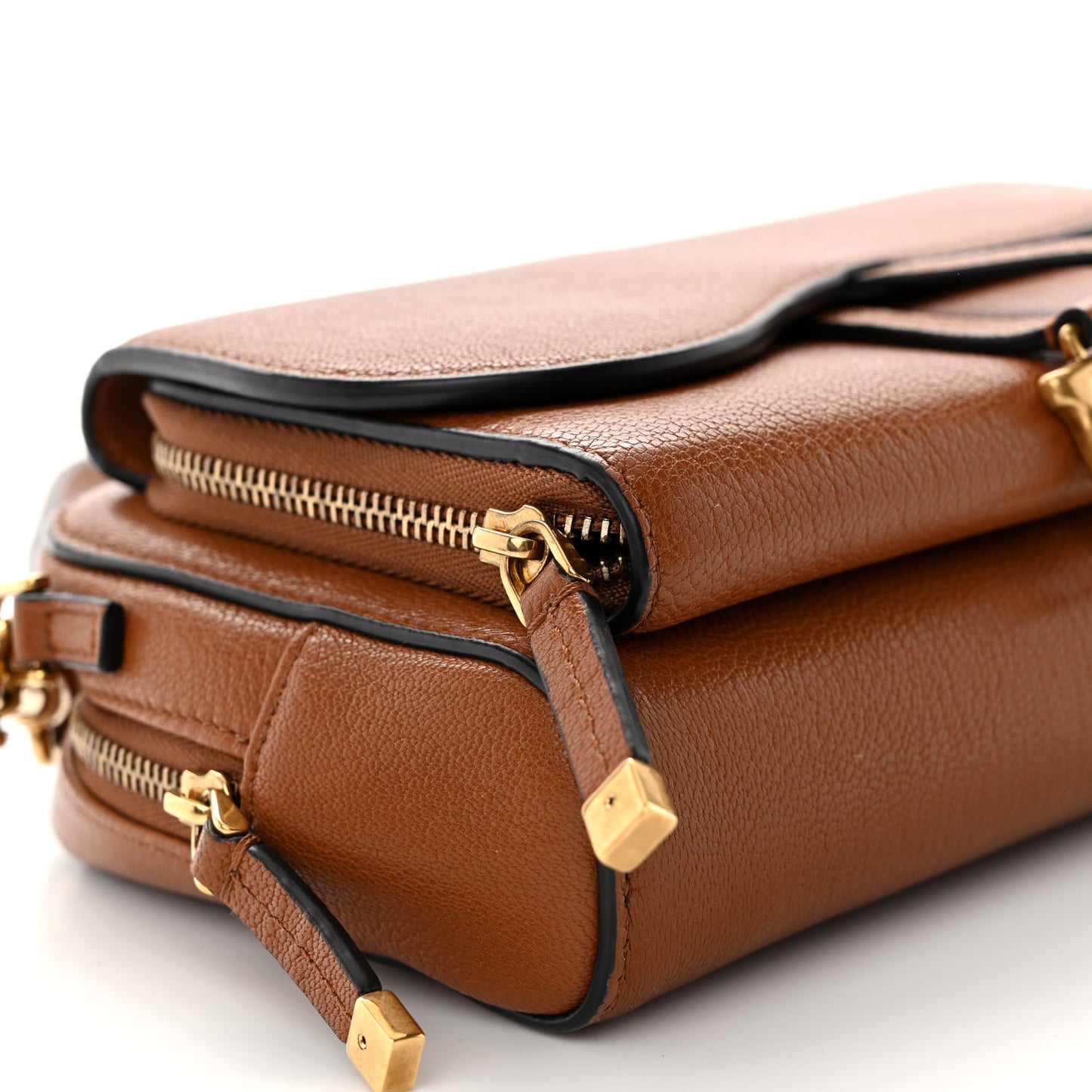 Goatskin Double Saddle Pouch Tan