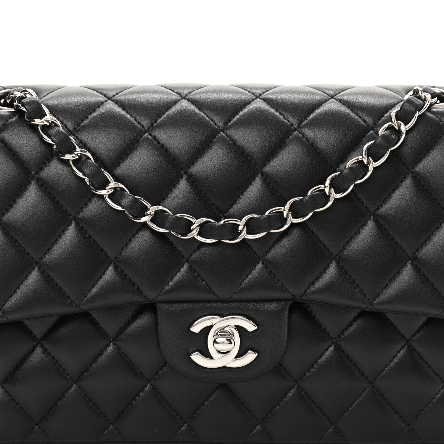 Chanel Lambskin Quilted Medium Double Flap Black 9 of 10