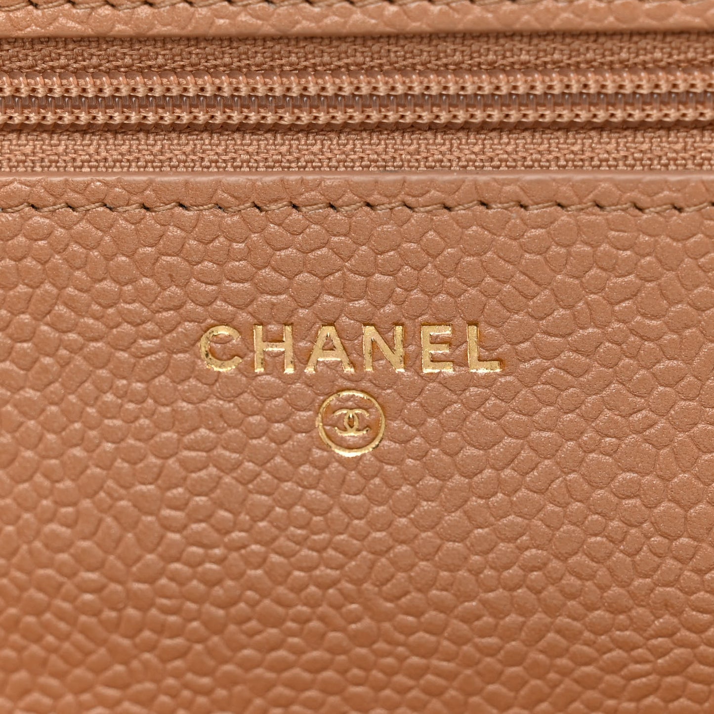 Caviar Quilted Golden Class Wallet On Chain WOC Beige