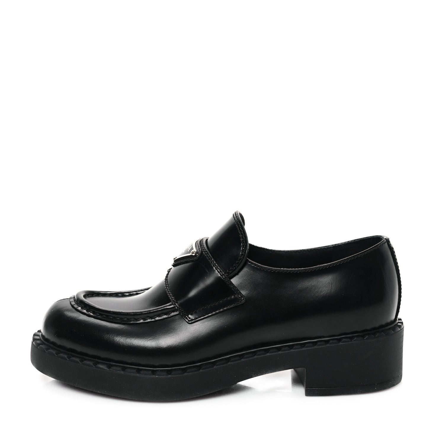 Spazzolato Metal Triangle Logo 50mm Loafers 37 Black