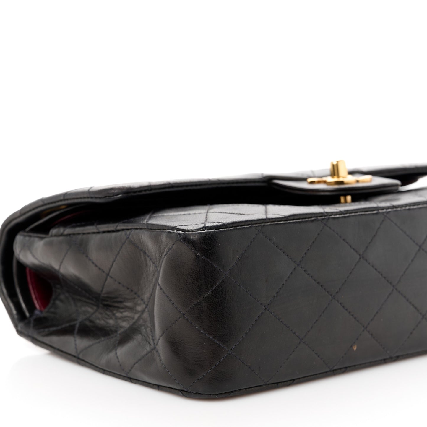 Lambskin Quilted Medium Double Flap Black