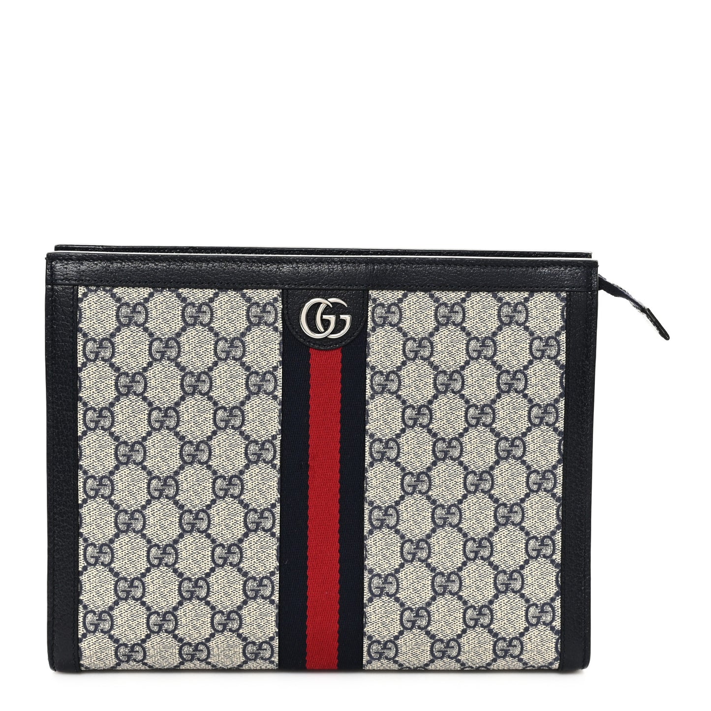 GG Supreme Monogram Web Ophidia Pouch Beige Blue