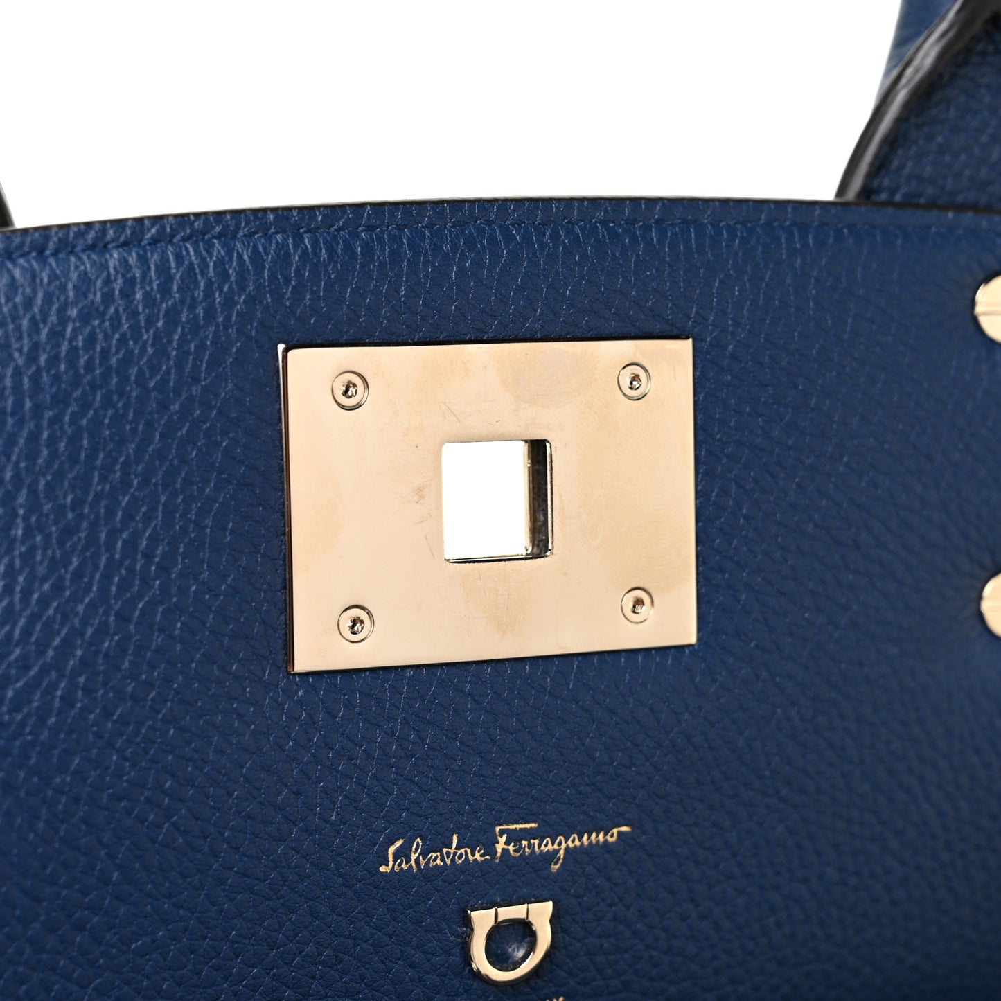 Calfskin Large Studio Top Handle Bag Navy