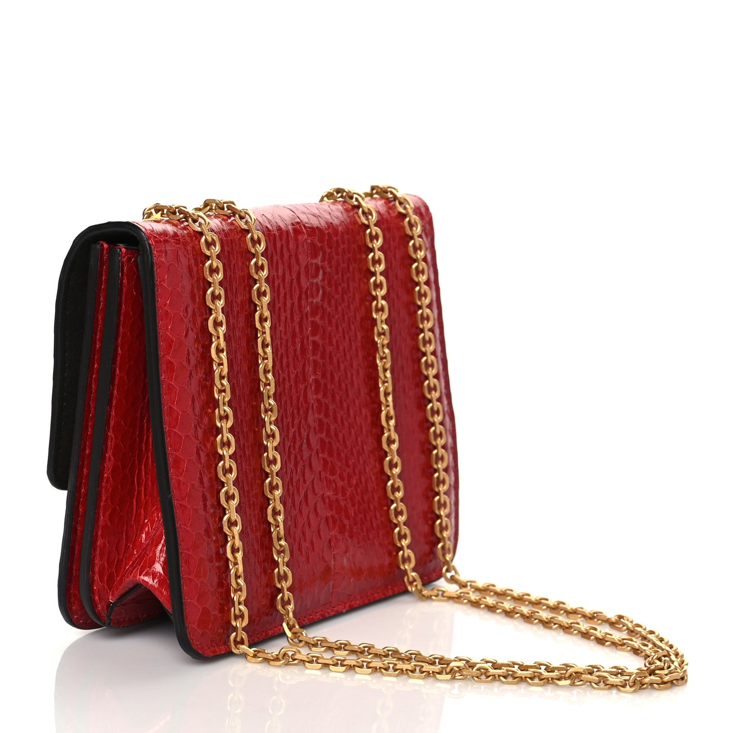 Glazed Python Crossbody Bag Red