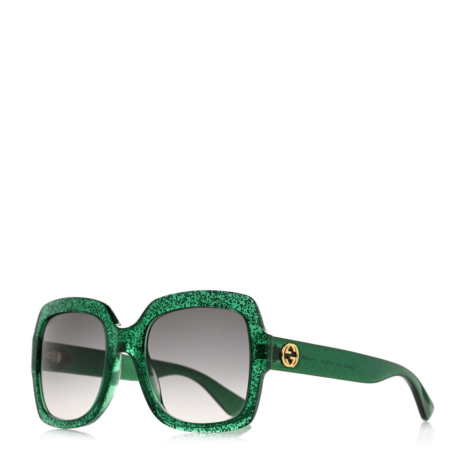 Gucci Acetate Square Frame Sunglasses GG0036S Glitter Green