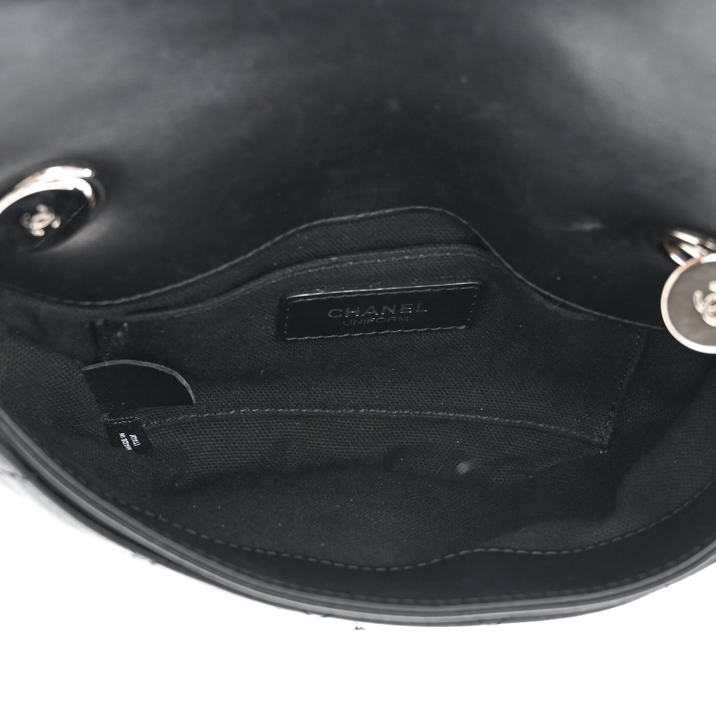 Calfskin Quilted CC Uniform Flap Belt Bag Black