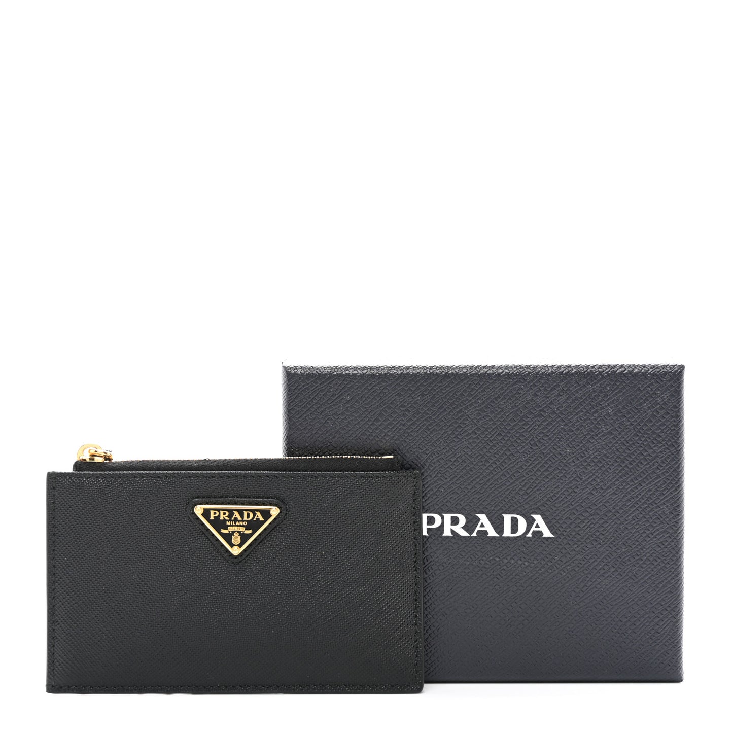 Saffiano Triangle Zip Card Holder Black