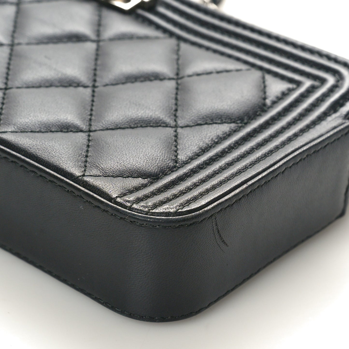 Lambskin Quilted Small Boy Clutch With Chain Black