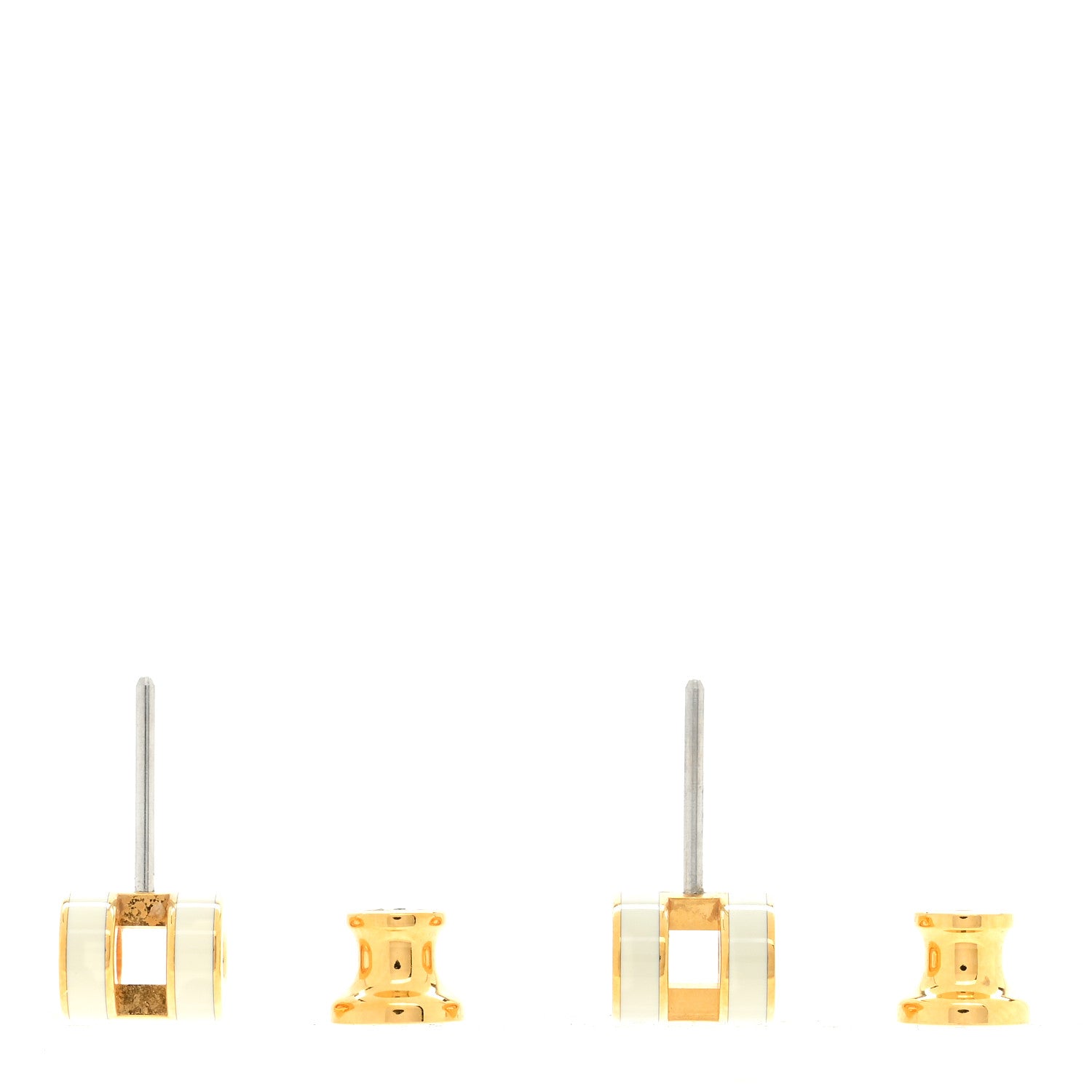Hermes Gold Lacquered Mini Pop H Earrings White 3 of 4