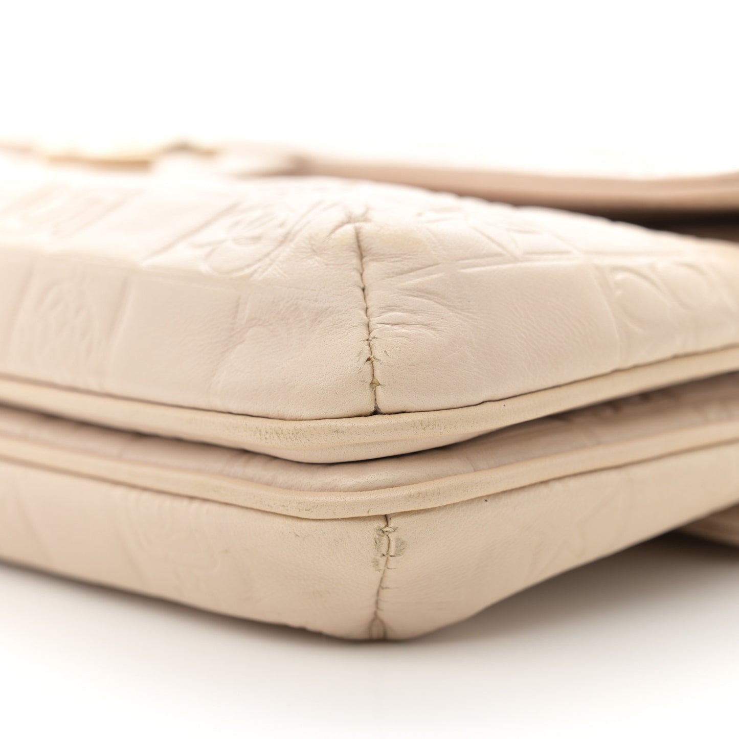 Lambskin Precious Symbols Double Flap Clutch On Chain Beige