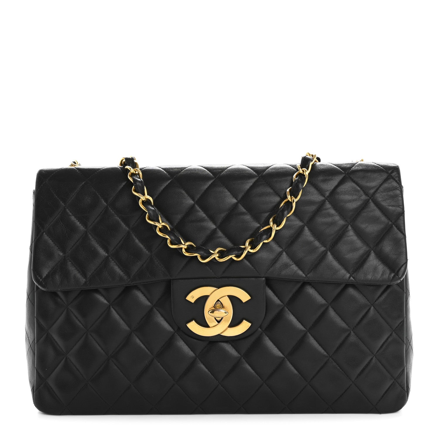 Chanel Lambskin Quilted XL Jumbo Single Flap Black 1744473