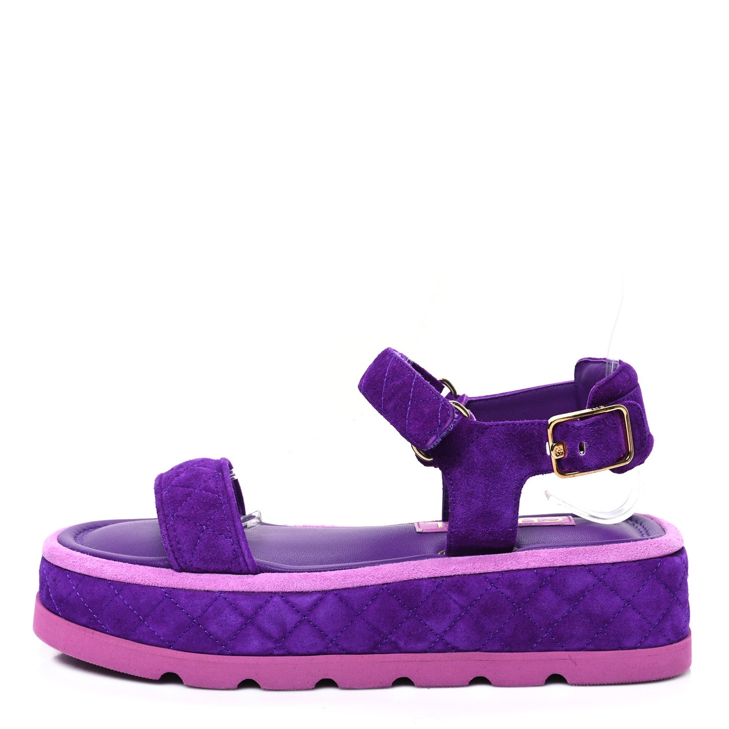Suede Quilted Platform Sandals 38 Purple Light Purple