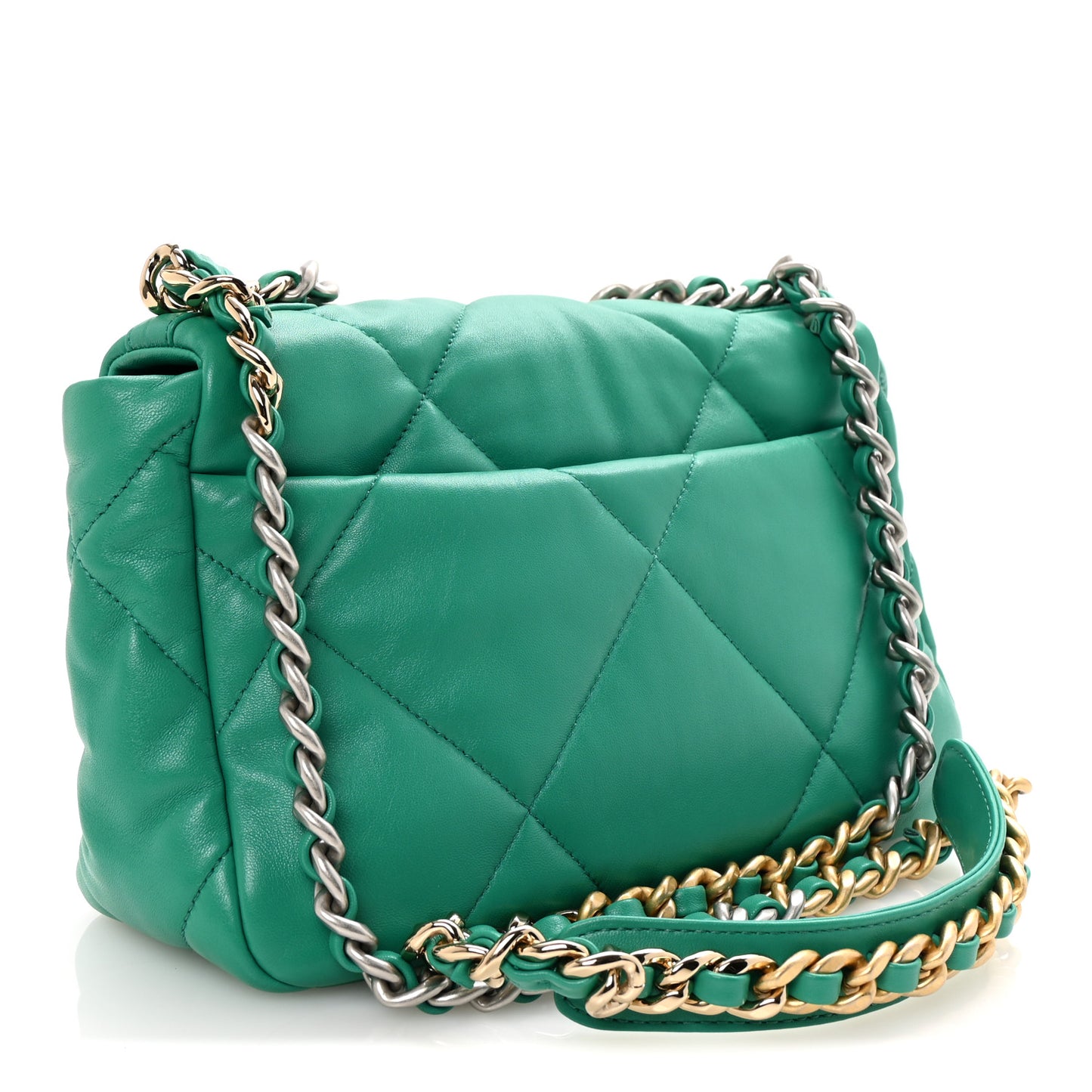 Lambskin Quilted Medium Chanel 19 Flap Green