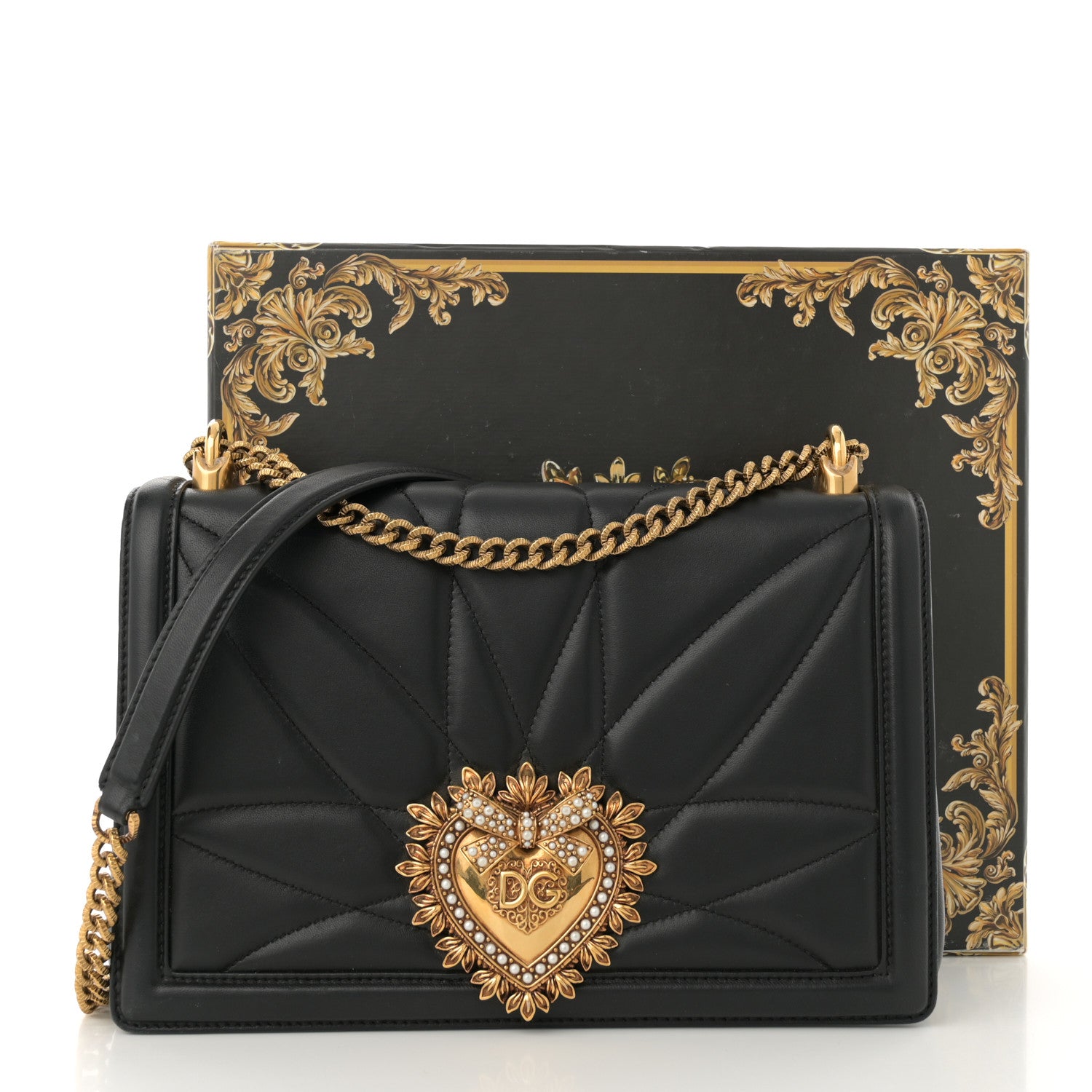 Dolce & Gabbana Calfskin Large Devotion Crossbody Bag Black 17 of 17