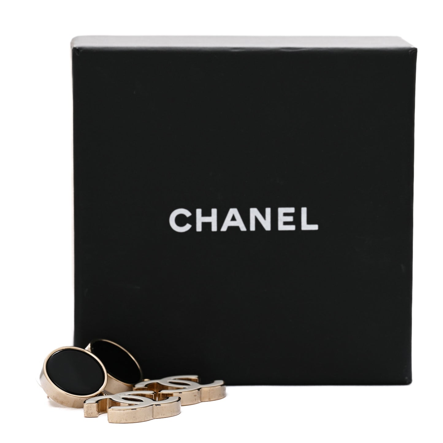 Enamel CC Drop Earrings Black White