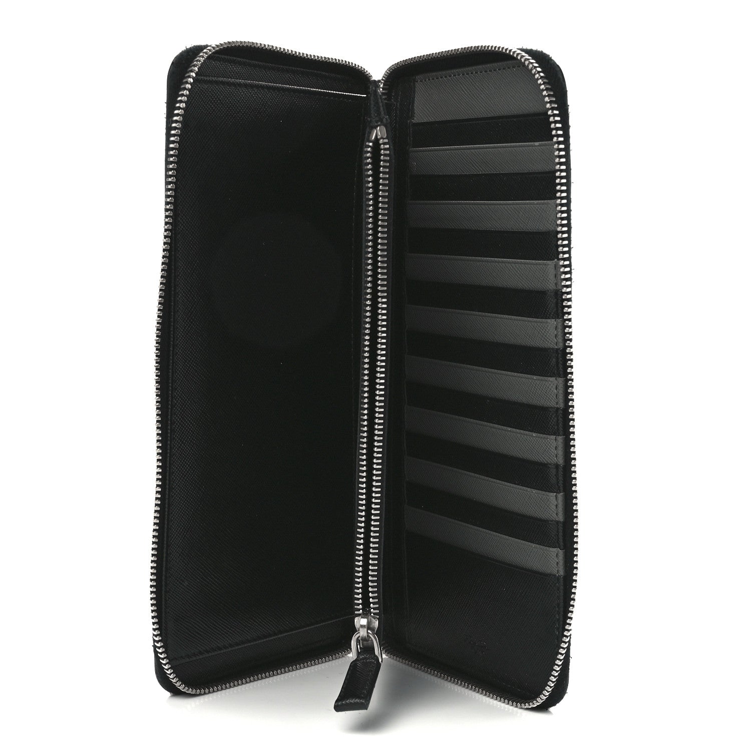 Prada Saffiano Large Zip Around Travel Wallet Black 5 of 13