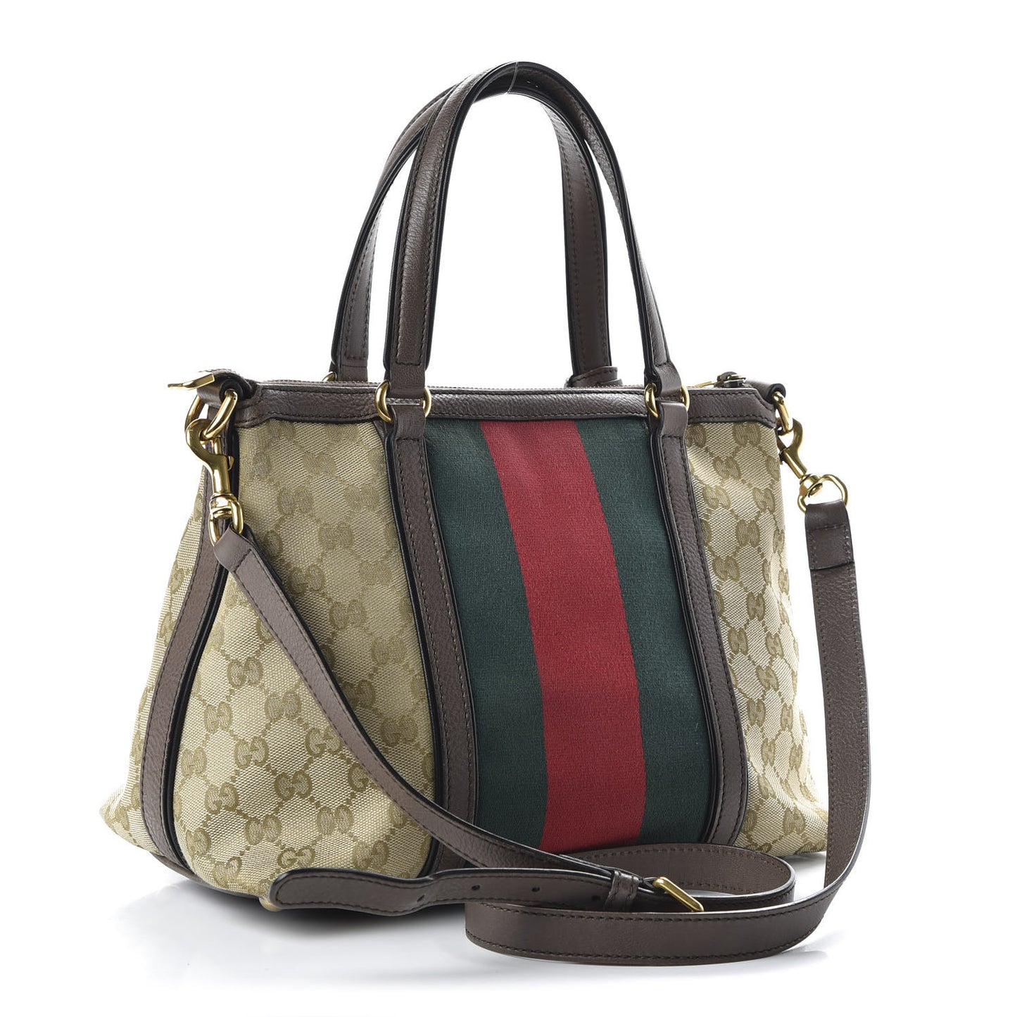 Monogram Web Rania Top Handle Bag Brown