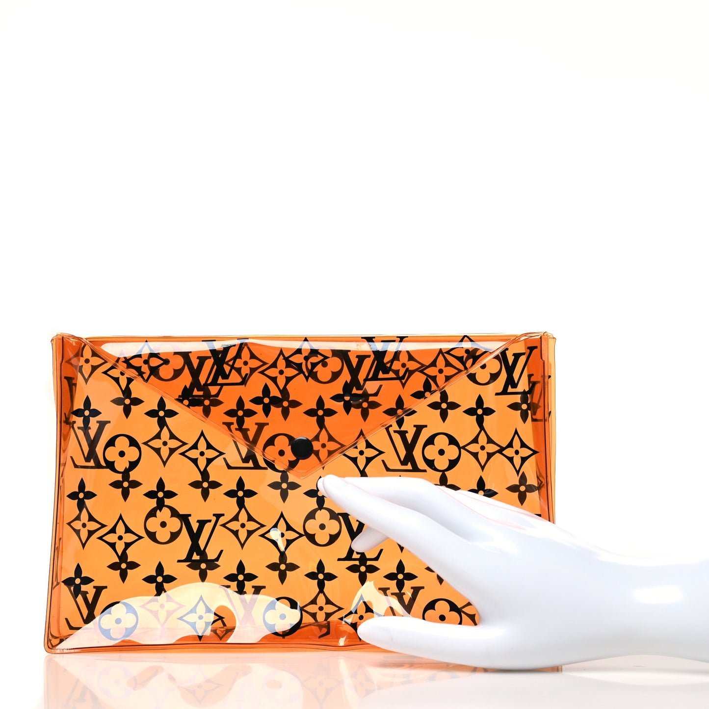 PVC Monogram Printed Envelope Pouch Orange