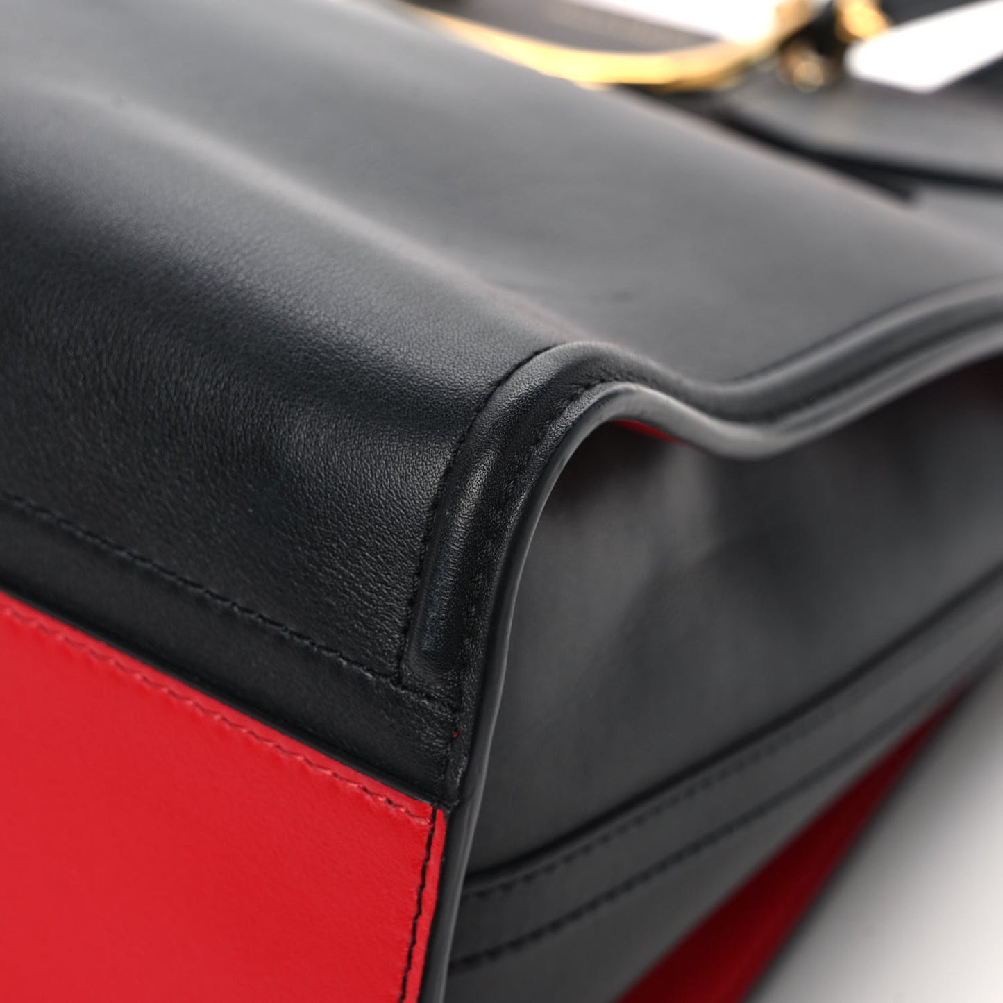 Calfskin The Tall Story Shoulder Bag Black Red