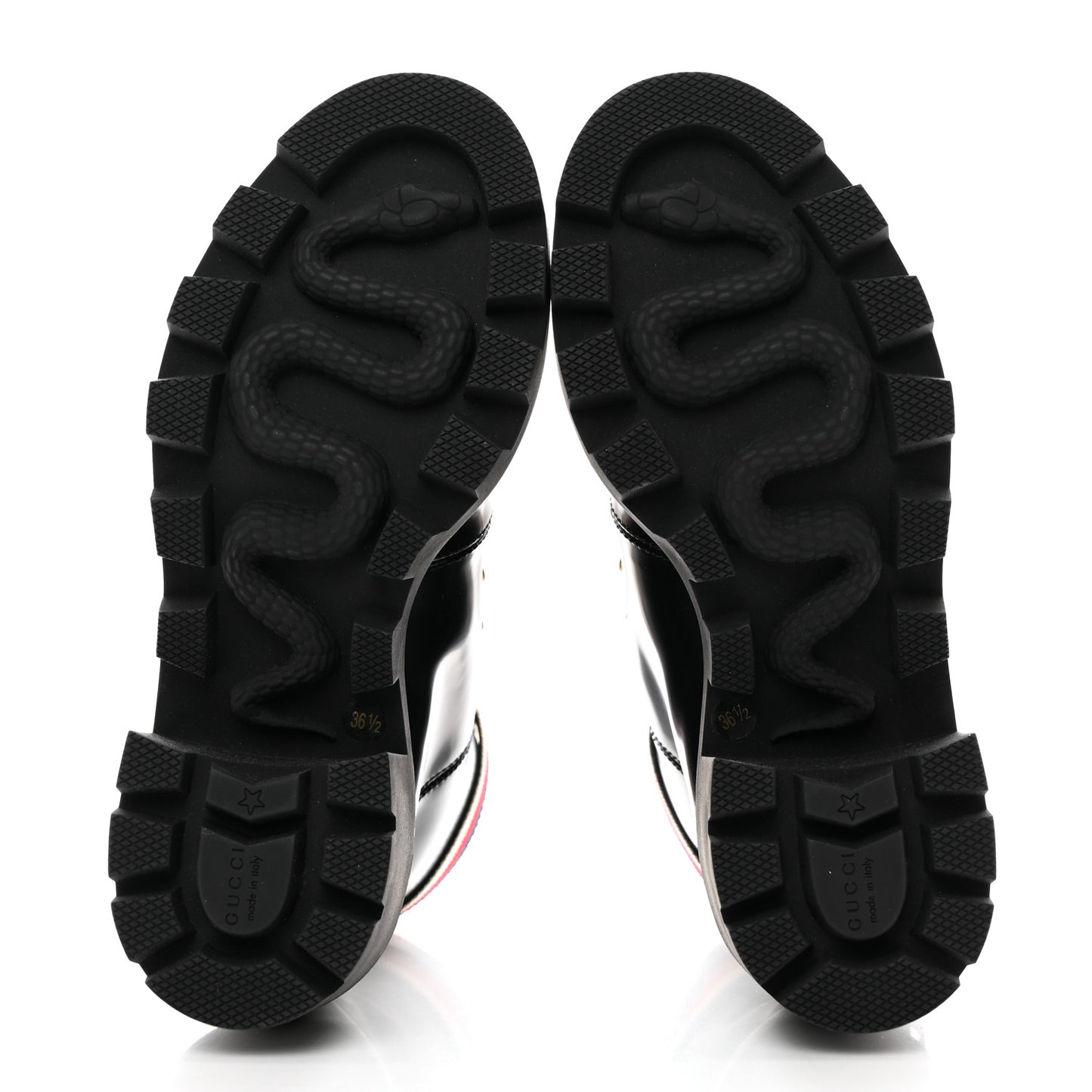 Calfskin Sylvie Web Lace Up Combat Boots 36.5 Black