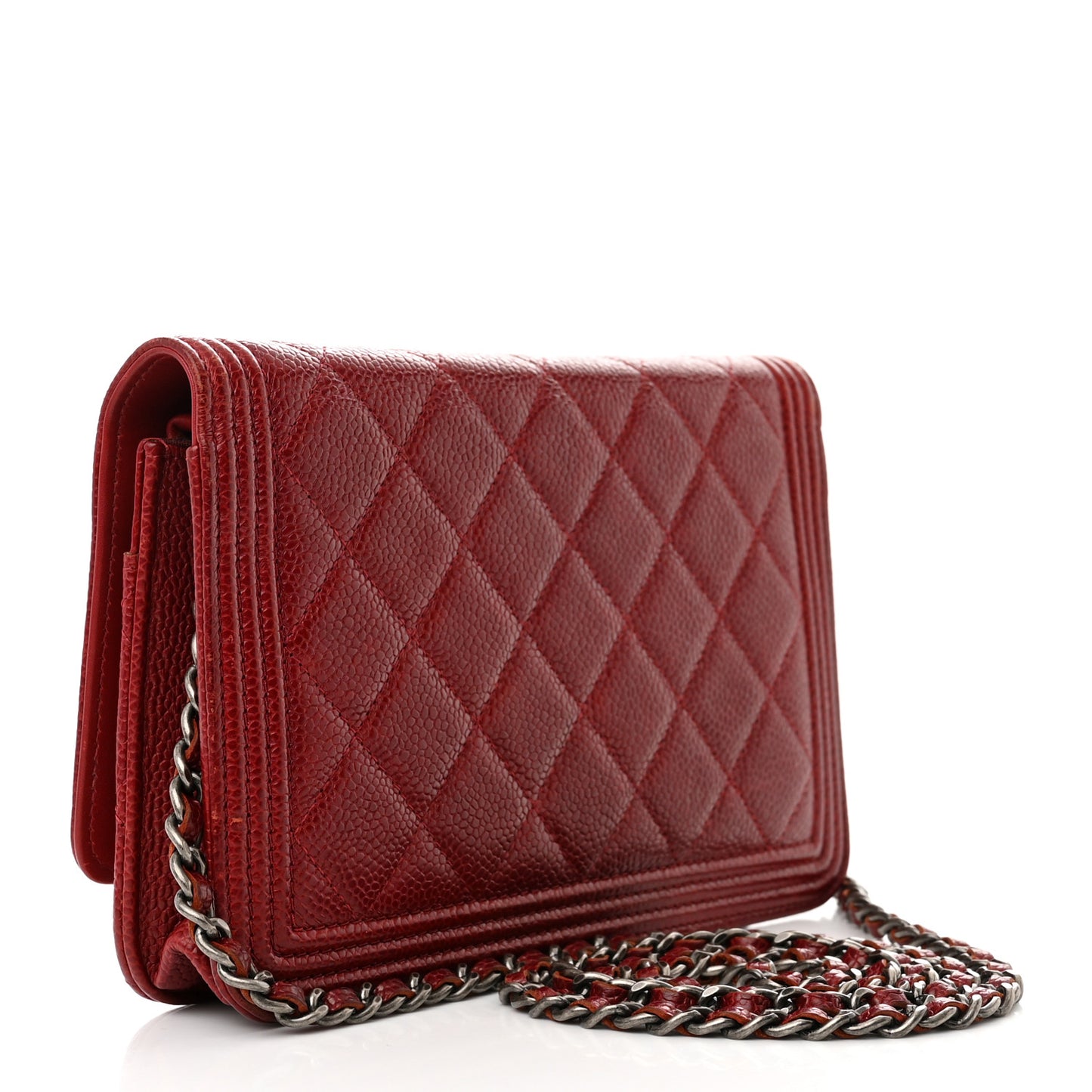 Caviar Quilted Boy Wallet On Chain WOC Red