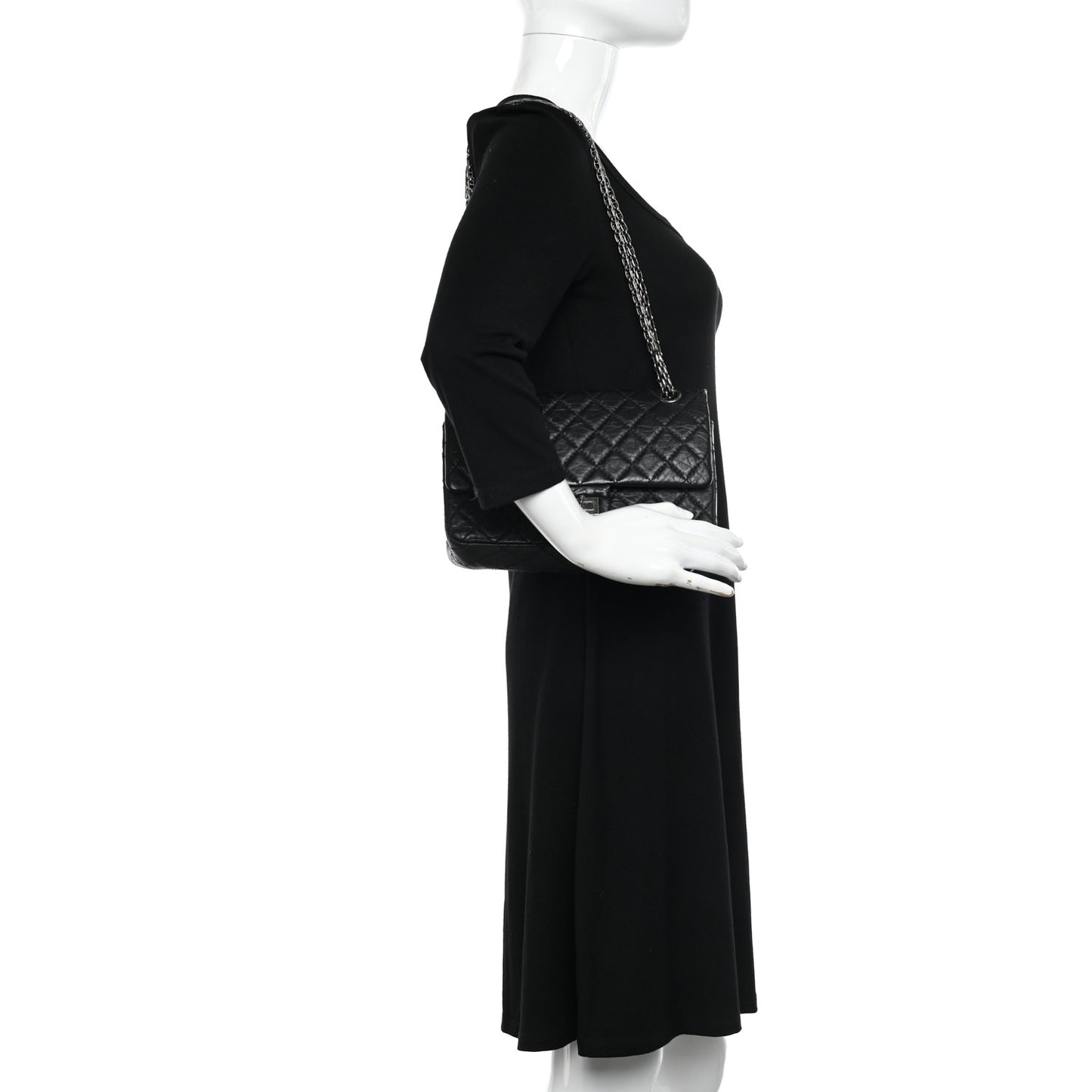 Aged Calfskin Quilted 2.55 Reissue 225 Flap Black