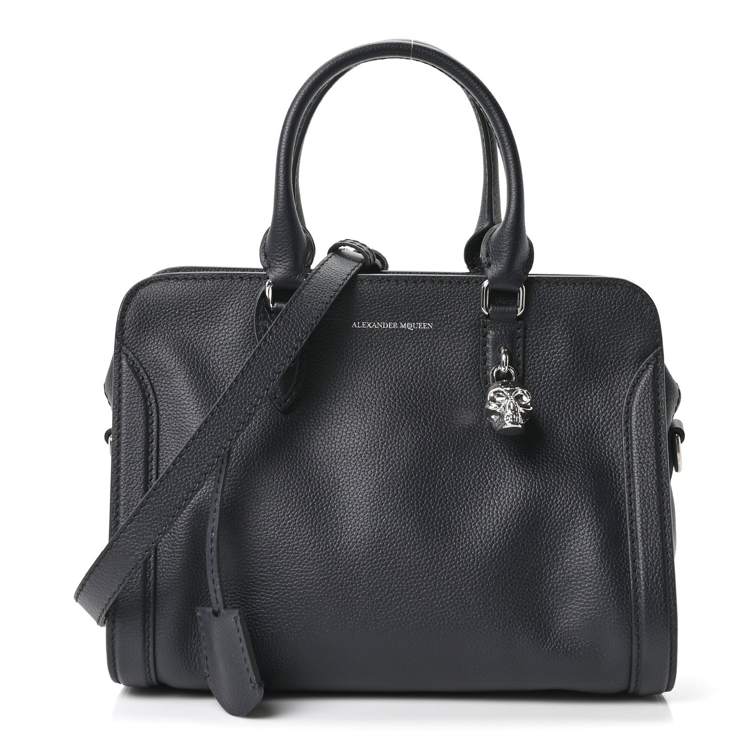 Alexander McQueen Small Padlock Leather Shoulder Bag Dark Navy Alexander McQueen Small Padlock Leather Shoulder Bag Dark Navy
