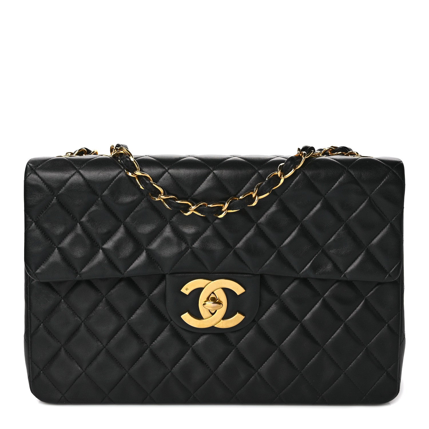 Chanel Lambskin Quilted XL Jumbo Single Flap Black 1 of 13