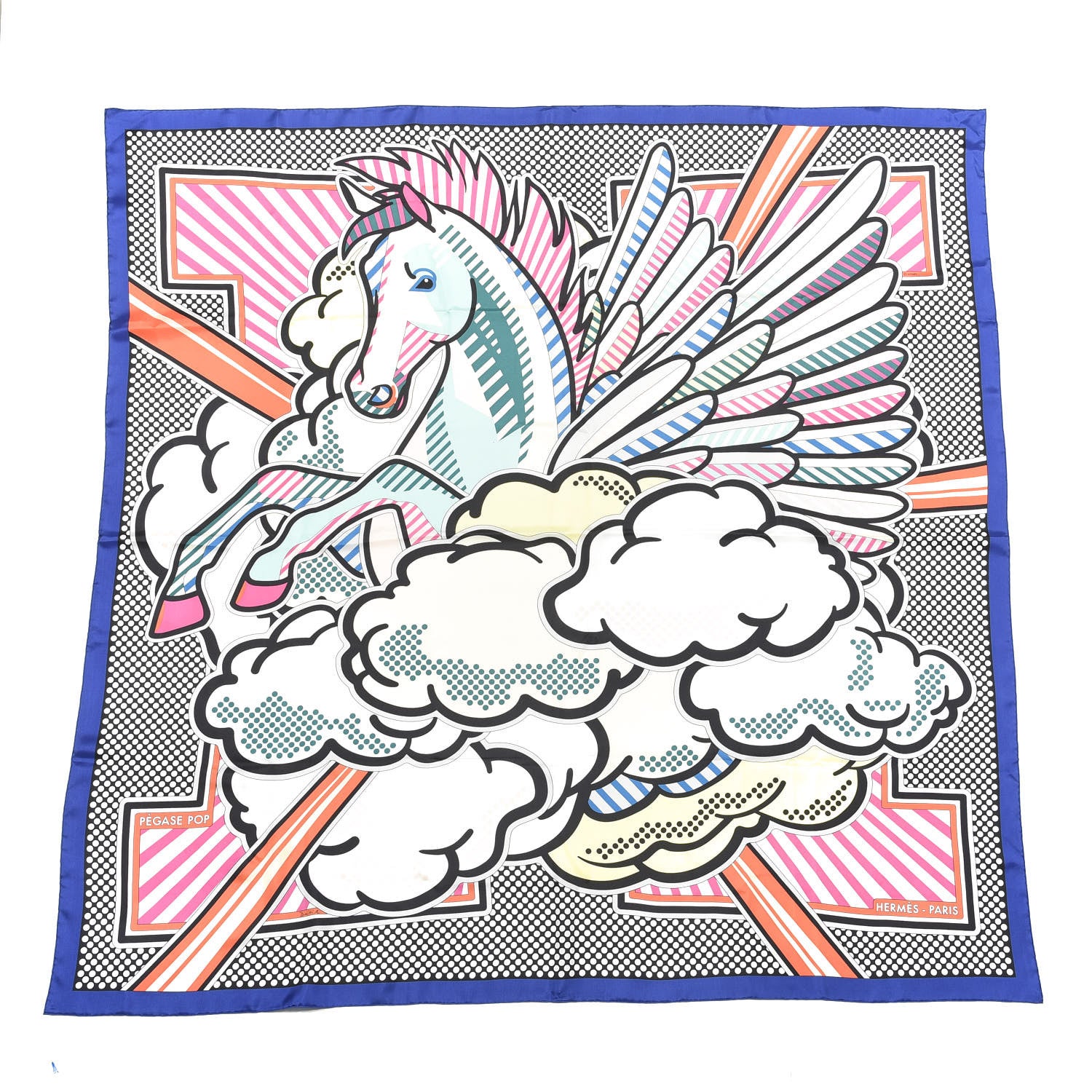 Hermes Silk Pegase Pop Scarf 140 Indigo Rose Multicolor 1 of 8