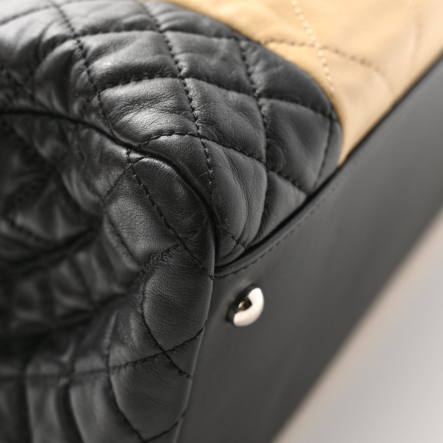 Lambskin Quilted Large CC Shopping Tote Black Rose Clair
