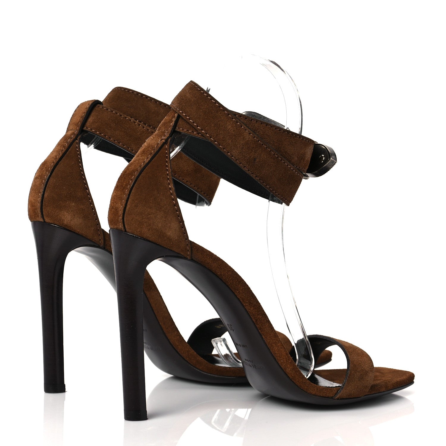 Saint Laurent Suede Mica Buckle Western Ankle Sandals 39 Brown 4 of 8