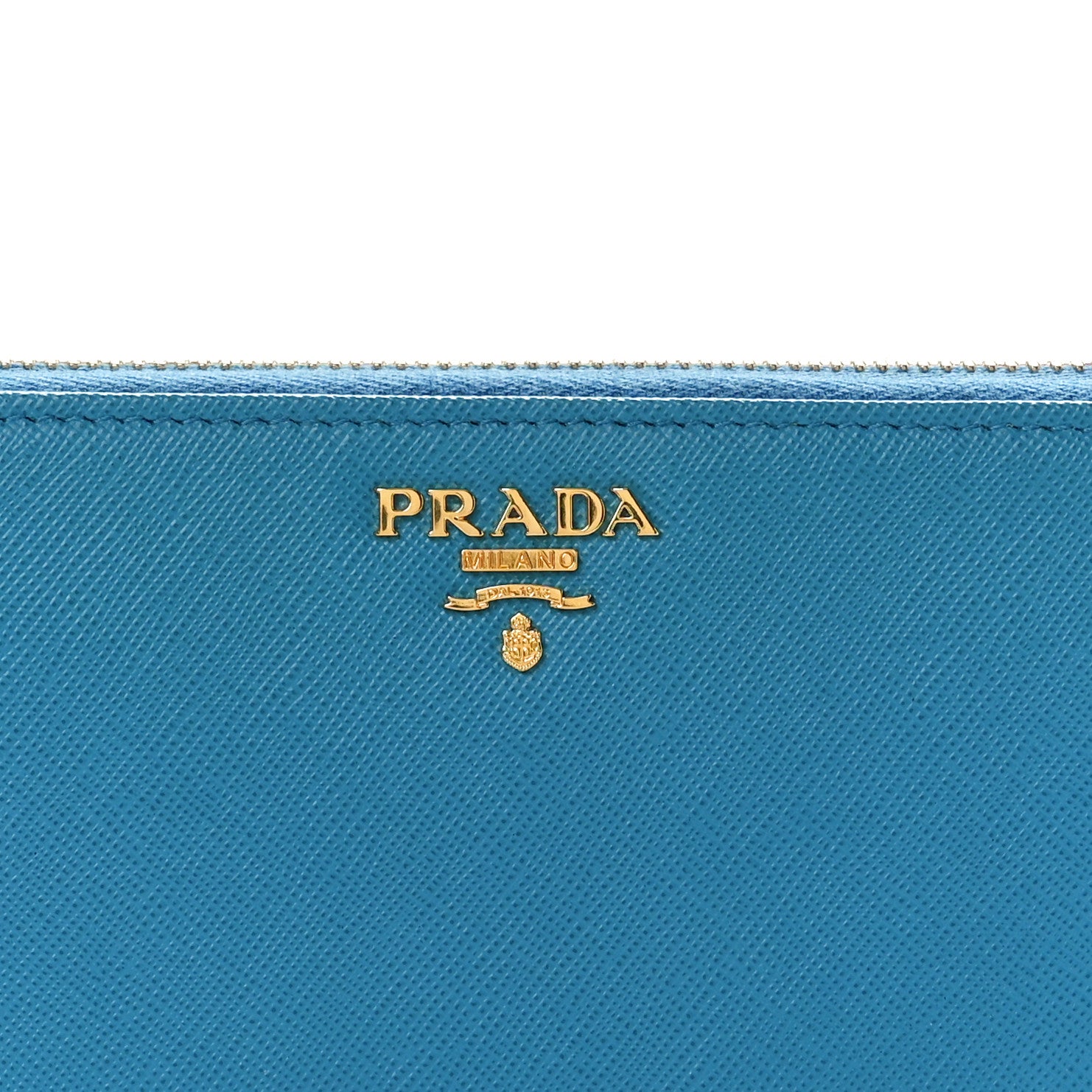 Prada Saffiano Metal Zip Around Wallet Celeste 7 of 7