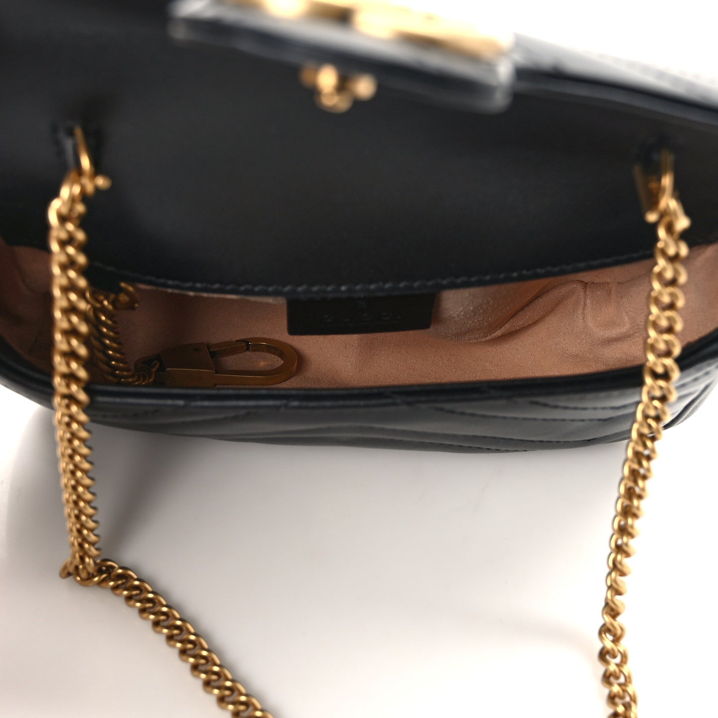 Calfskin Matelasse Super Mini GG Marmont Shoulder Bag Black