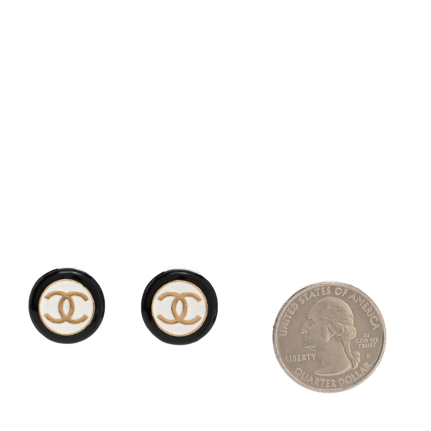 Enamel CC Stud Earrings Black White