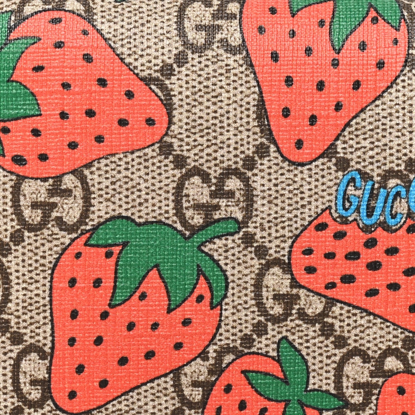 GG Supreme Monogram Strawberry Card Case