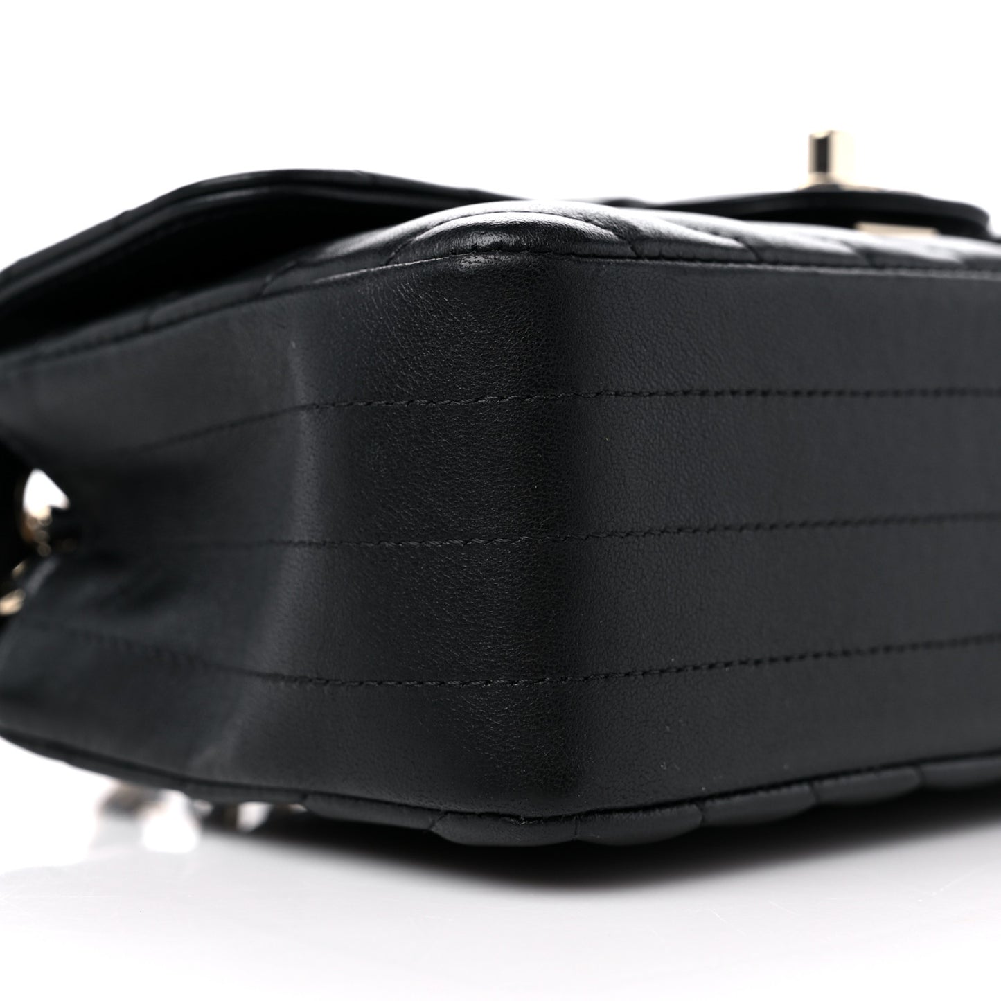 Lambskin Chevron Quilted Mini Rectangular Flap Black