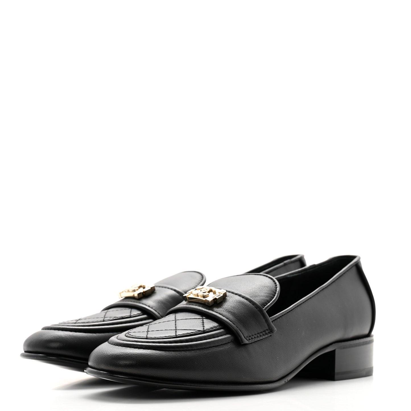 Lambskin Quilted Boy Loafers 38.5 Black