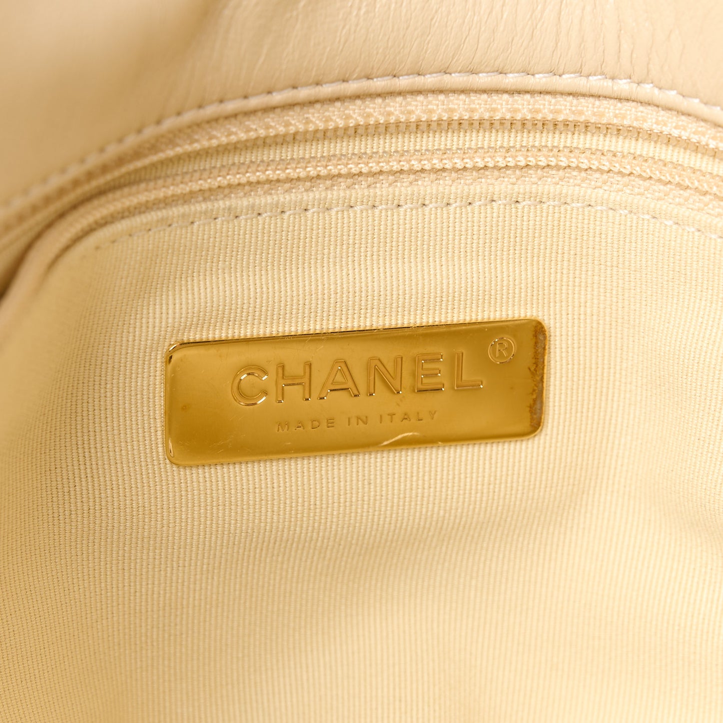 Lambskin Quilted Medium Chanel 19 Flap Light Beige