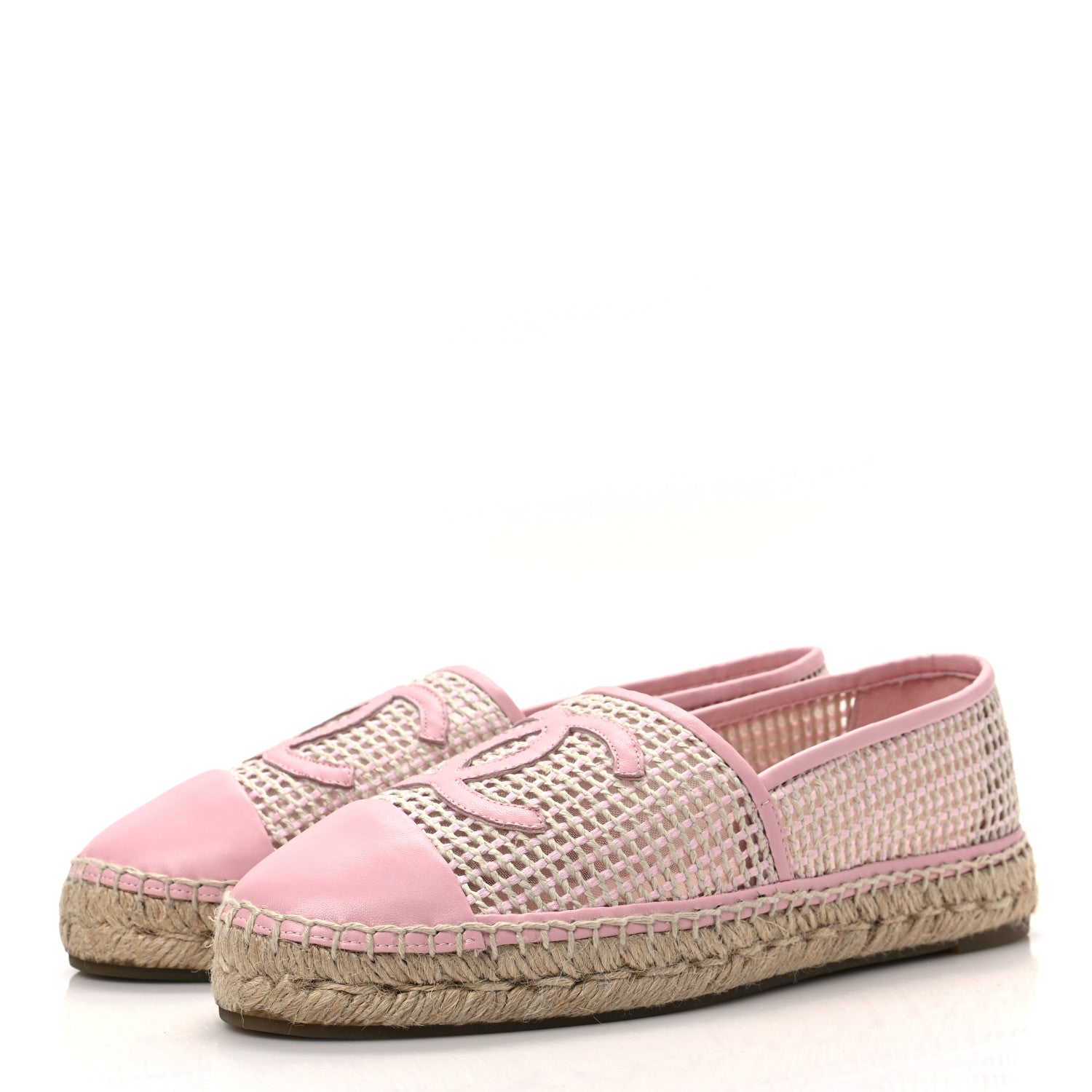 Chanel Mesh Lambskin CC Espadrilles 41 Light Pink Beige 3 of 9