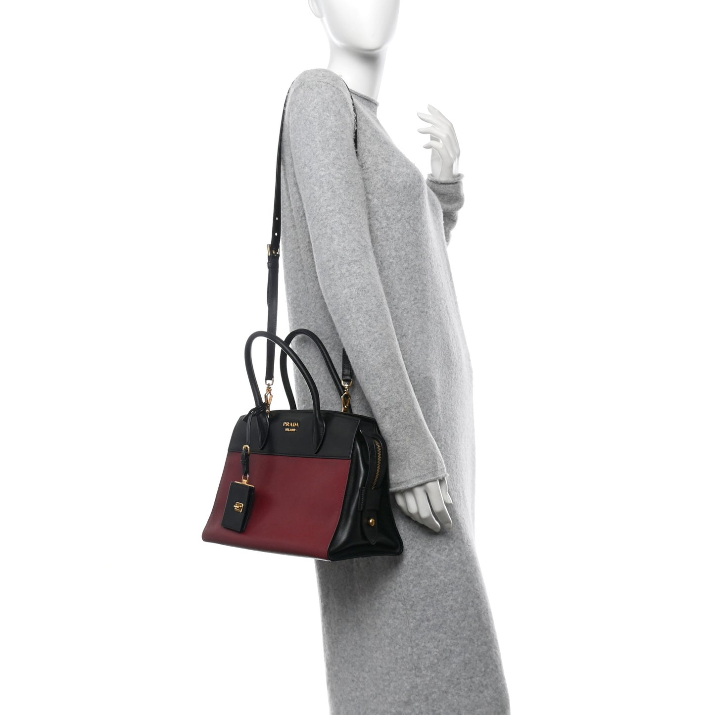 Saffiano City Calfskin Small Esplanade Tote Fuoco Black