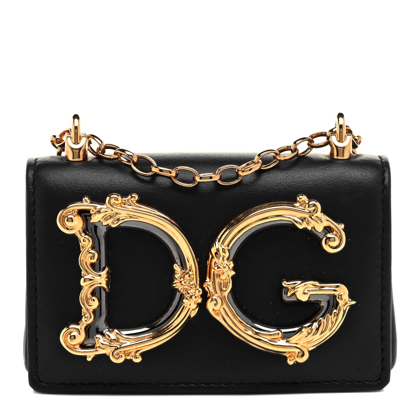 Calfskin Micro DG Girls Shoulder Bag Black