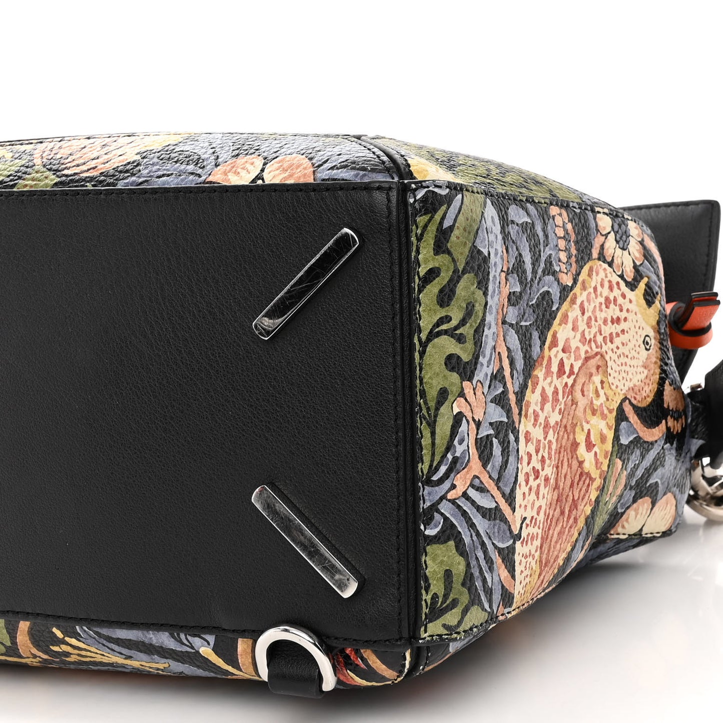 X WILLIAM MORRIS Calfskin Puzzle Bag Black Multicolor