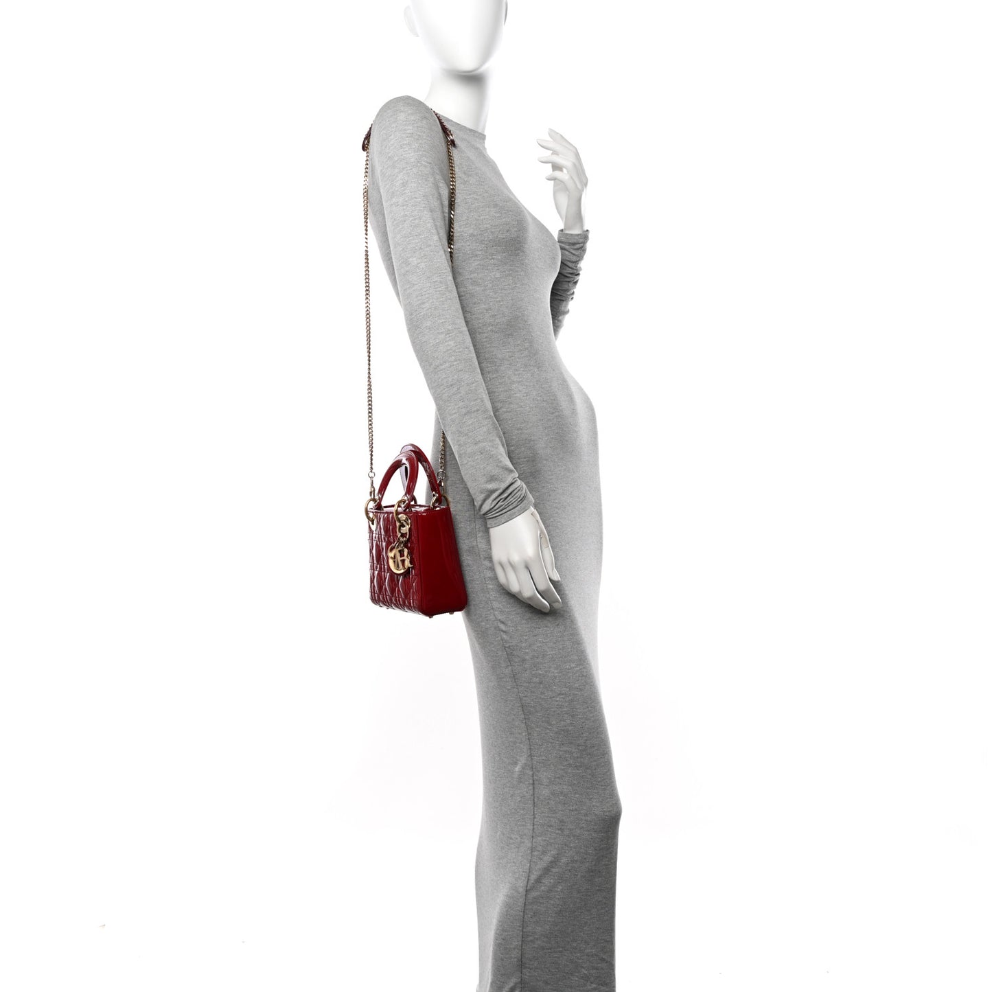 Patent Cannage Mini Lady Dior Red