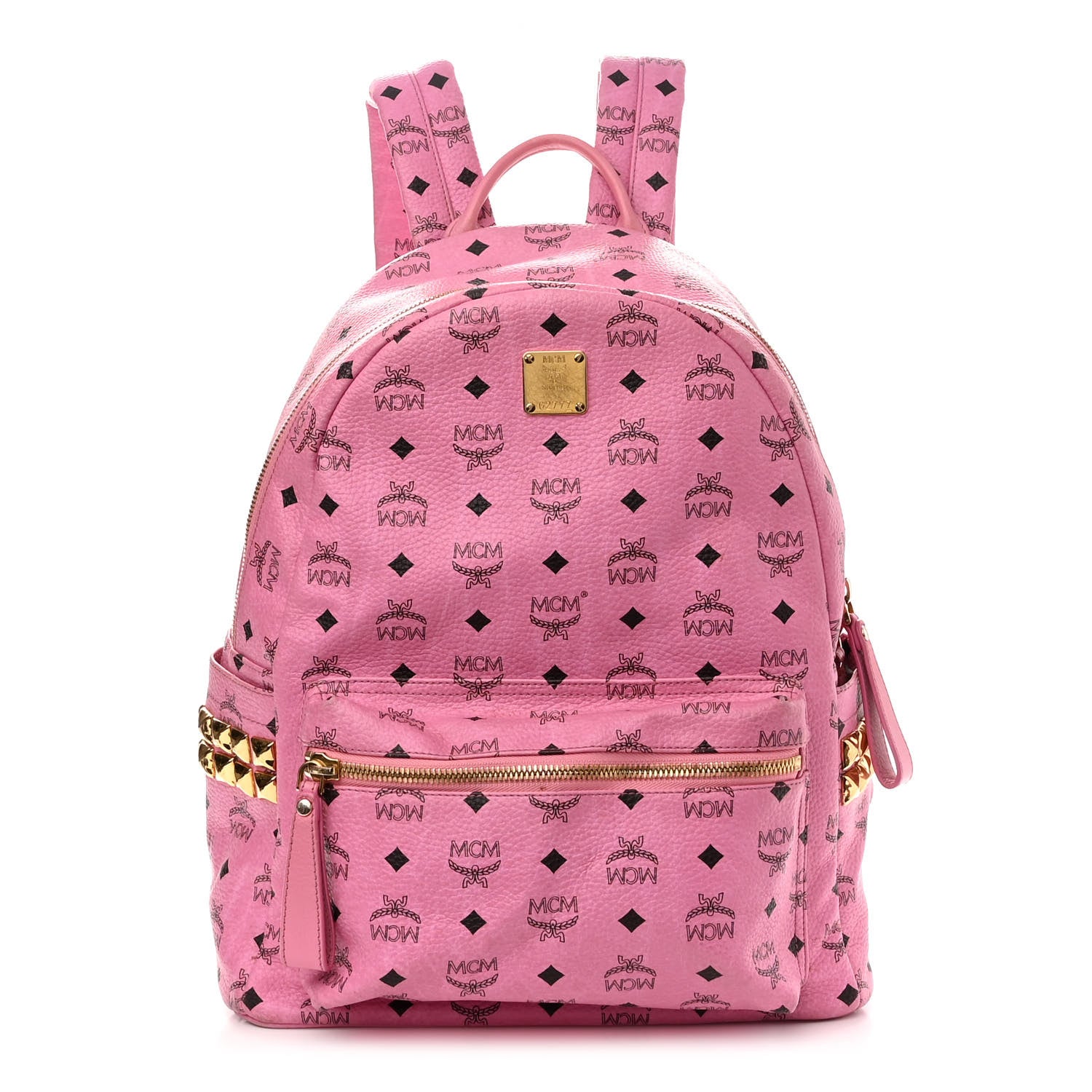 MCM Visetos Medium Side Studs Stark Backpack Pink 1226398  display picture 2