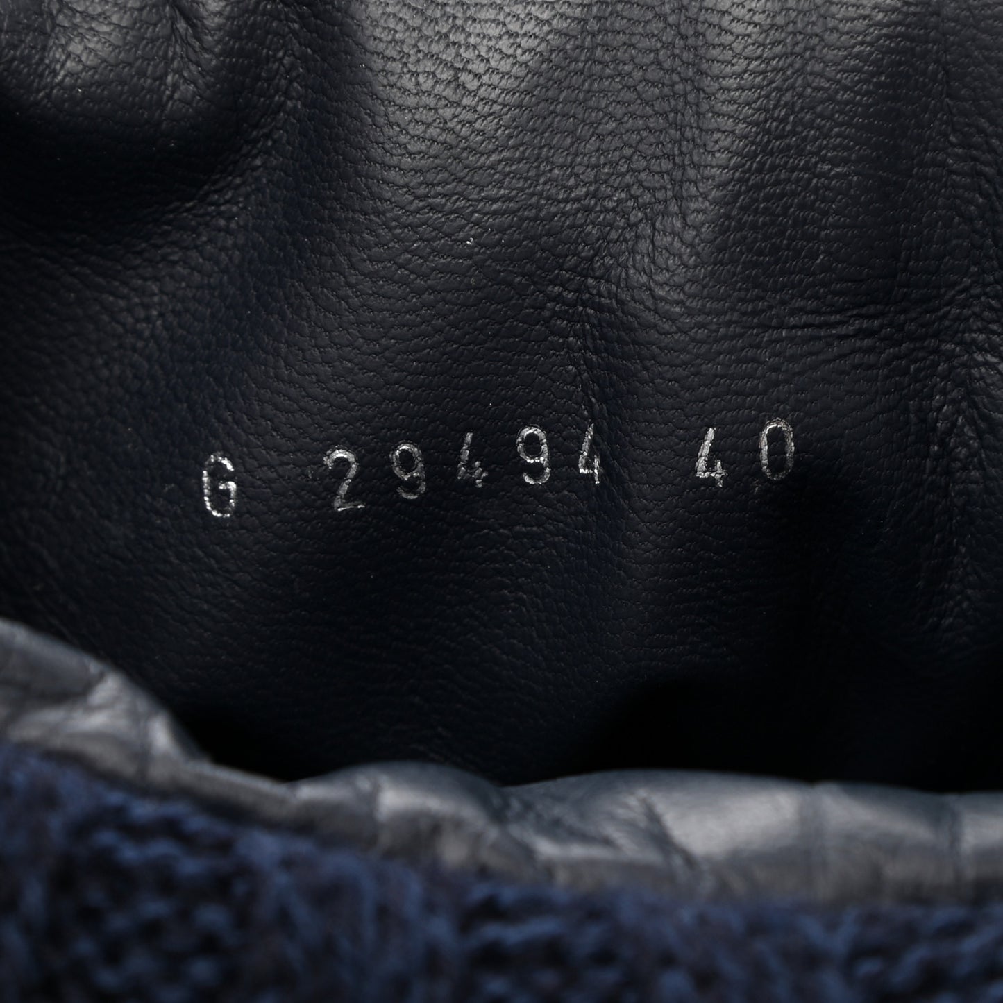 Knit Calfskin Quilted Short Biker Boots 40 Navy