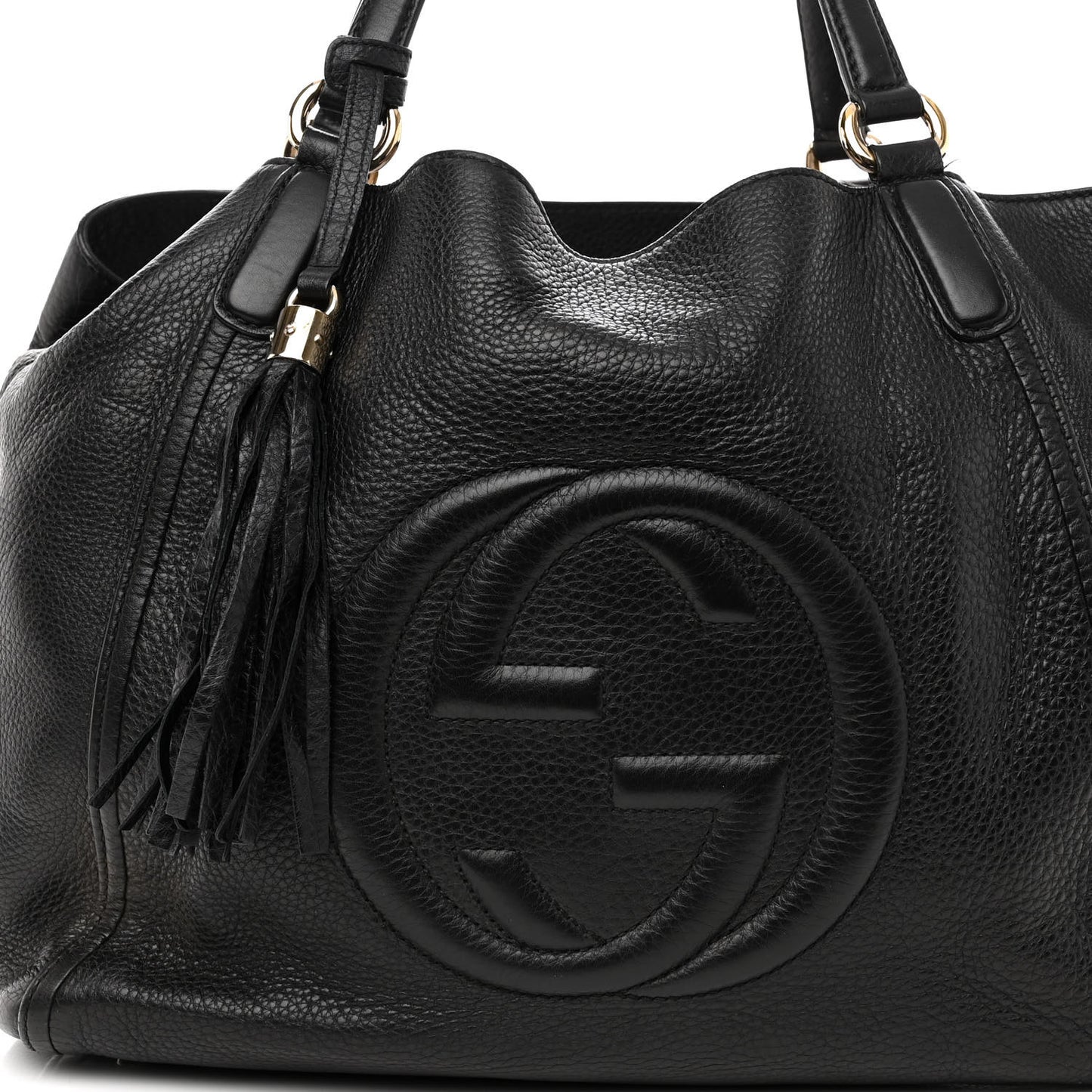 Pebbled Calfskin Medium Soho Shoulder Bag Black