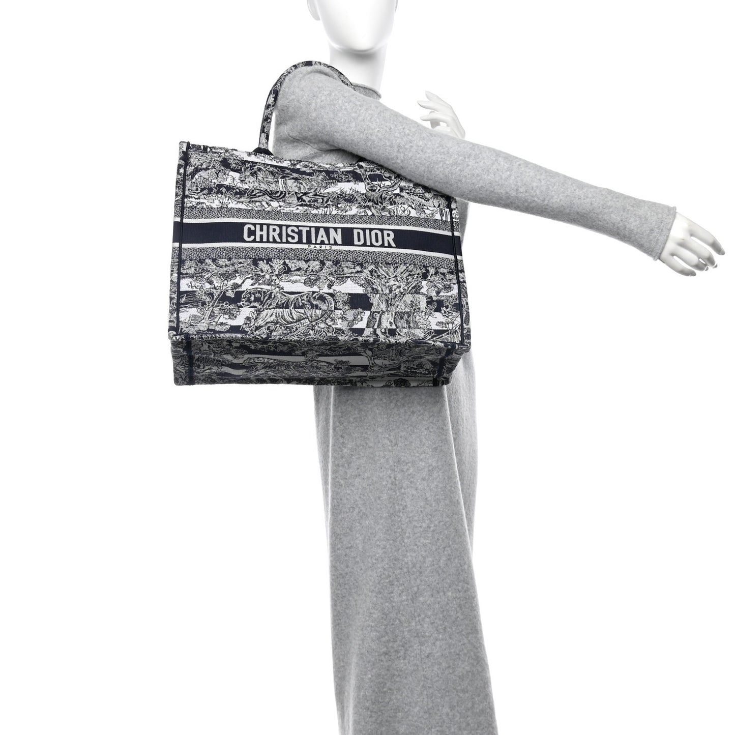 Canvas Embroidered Large Dioriviera Reverse Striped Toile De Jouy Book Tote Blue White