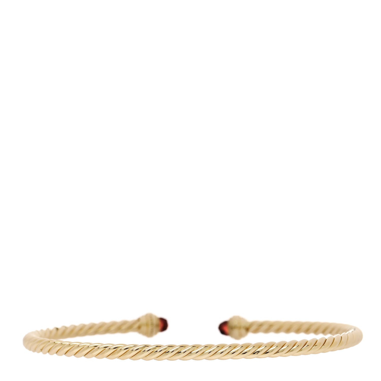 David Yurman 18K Yellow Gold Diamond Rhodolite Garnet 3mm Cablespira Bracelet 2 of 3