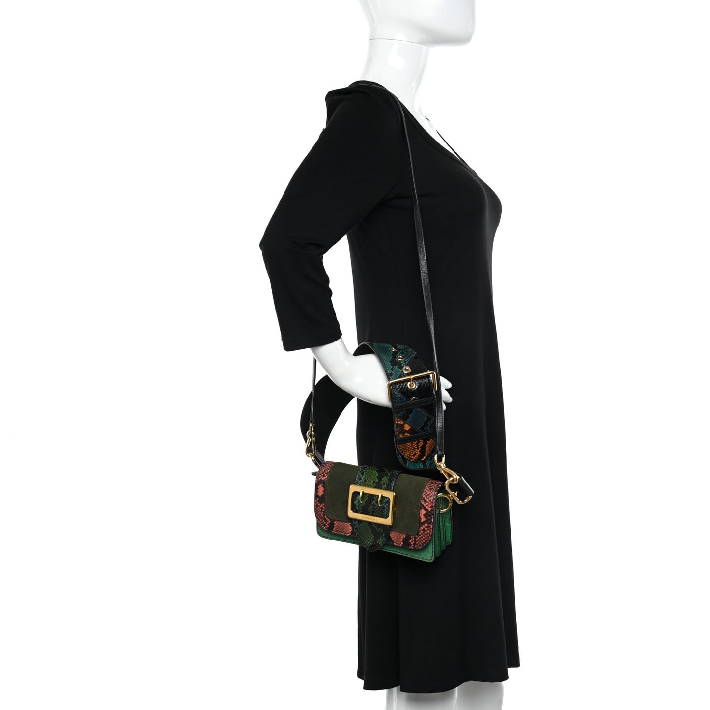 Suede Watersnake Print Small Madison Buckle Bag Multicolor